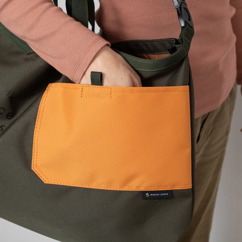 Universal Works x Master-piece Large Tote Bag Olive Recycled Tech Canvas-7