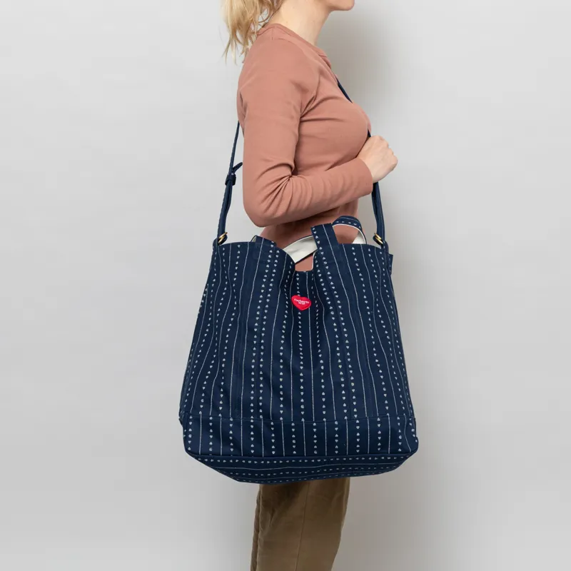 Carhartt WIP Womens Drewe Big Tote Heart C Pinstripe Ink Natural