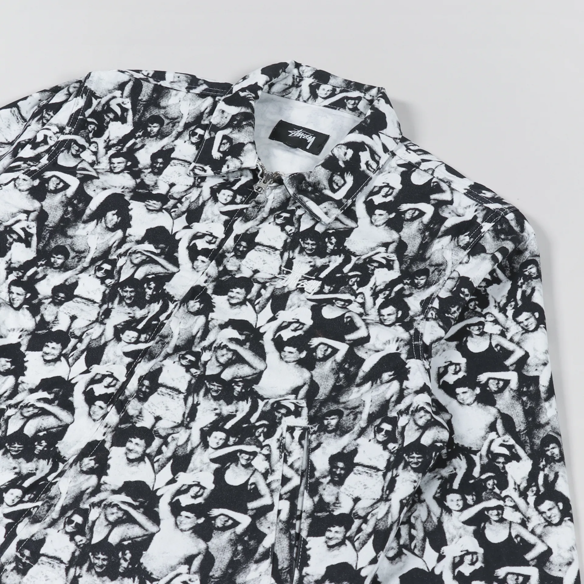 Stussy Mens Graphic Beach Mob Bing Jacket Black