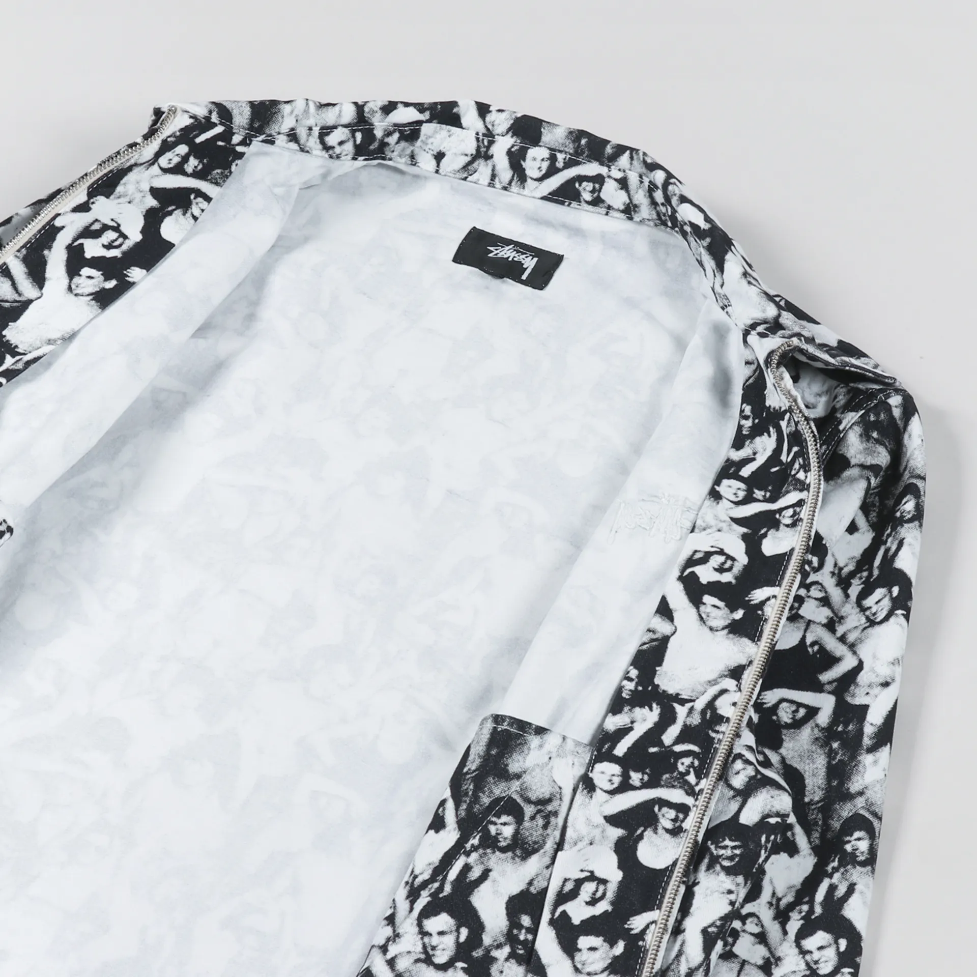 Stussy Mens Graphic Beach Mob Bing Jacket Black