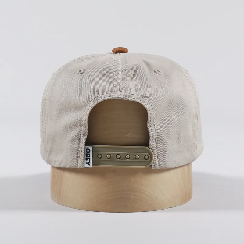 Obey Benny 6 Panel Snapback Cap Light Khaki Multi-3
