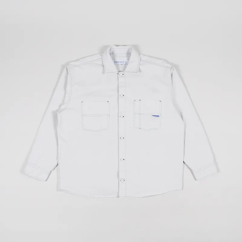 Polar Skate Co. Mens Long Sleeve Big Boy Overshirt Washed White