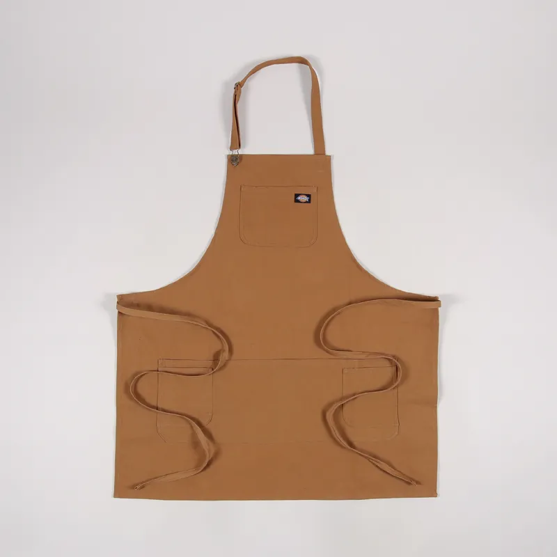 Dickies Lifestyle Mens Workwear Canvas Bib Apron Brown Duck