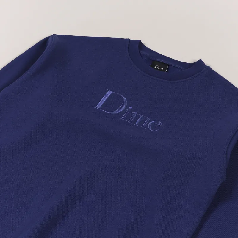 Dime MTL Mens Classic Logo Crew Neck Sweatshirt Navy Blue