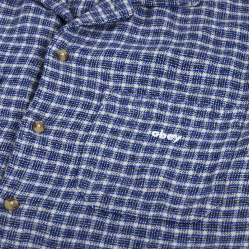 Obey Bigwig Micro Plaid Woven Shirt Silver Grey Multi-9