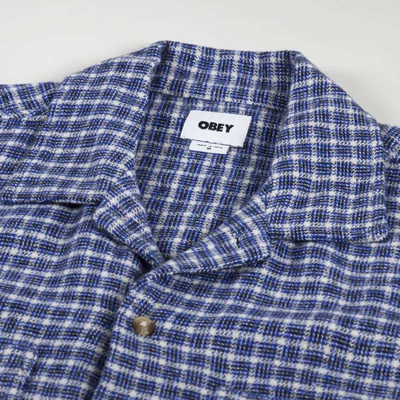 Obey Bigwig Micro Plaid Woven Shirt Silver Grey Multi-6