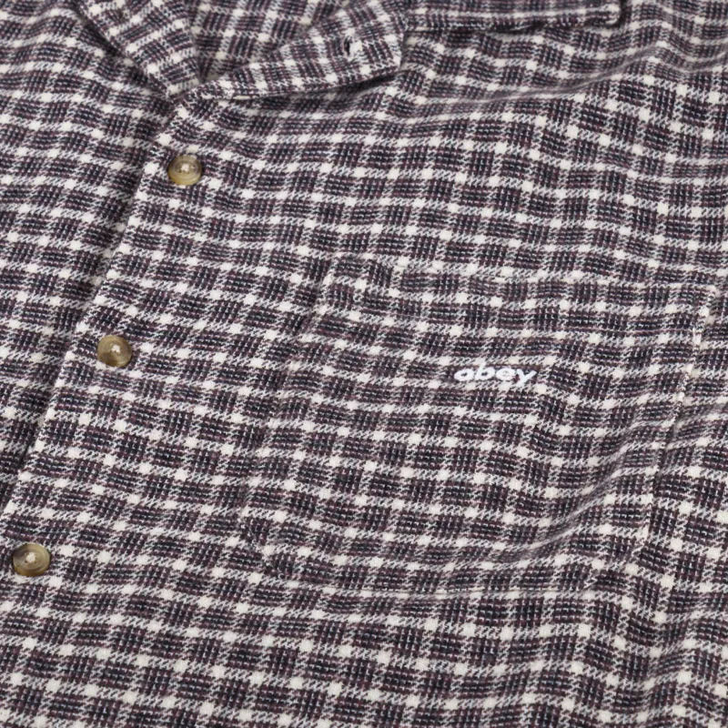 Obey Bigwig Micro Plaid Woven Shirt Unbleached Multi-7