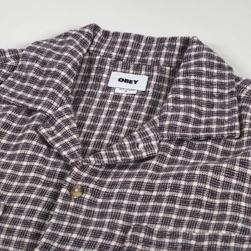 Obey Bigwig Micro Plaid Woven Shirt Unbleached Multi-4