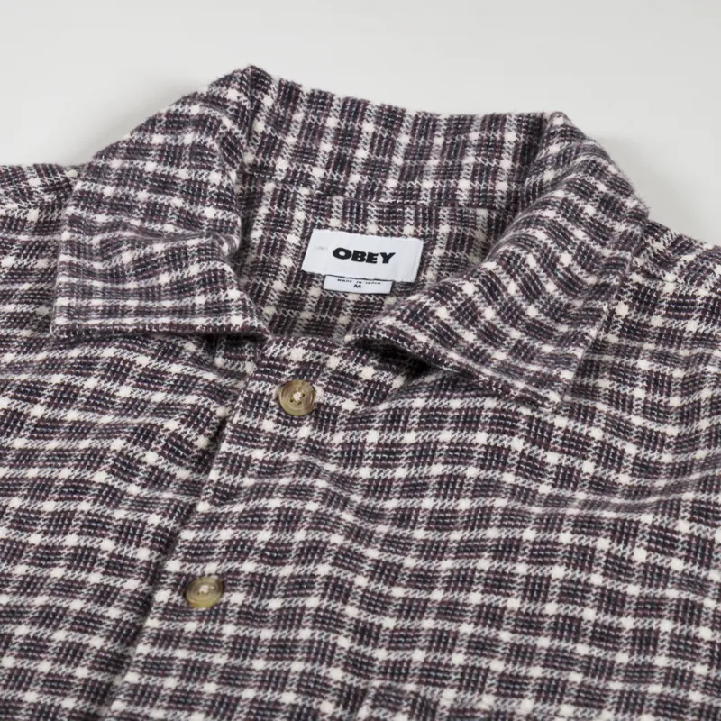 Obey Bigwig Micro Plaid Woven Shirt Unbleached Multi-3