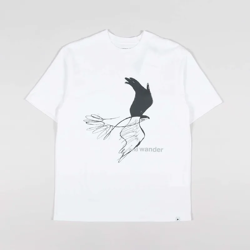 And Wander Bird Print T Shirt White