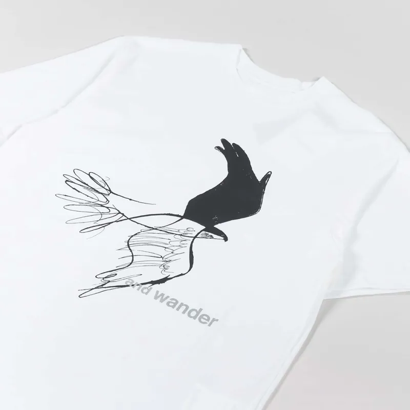 And Wander Bird Print T Shirt White-2