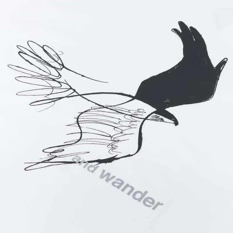 And Wander Bird Print T Shirt White-1