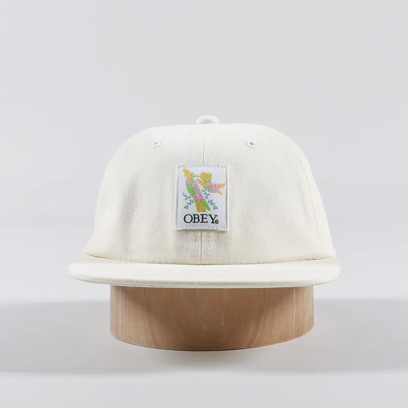 Obey Birder 6 Panel Strapback Cap Unbleached-2