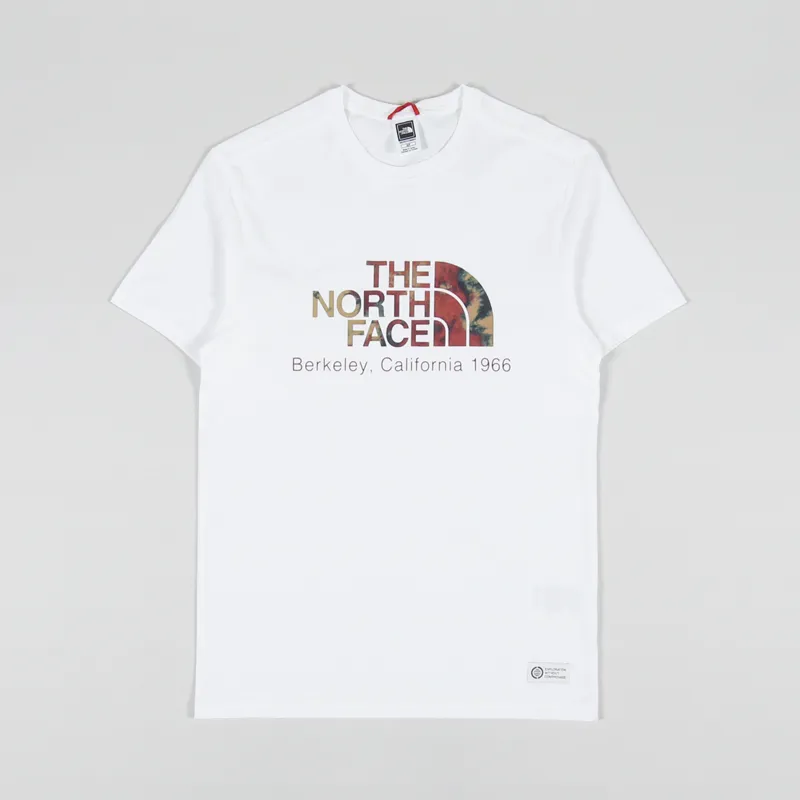 The North Face Berkeley California T Shirt Scrap White Antelope Tan Ice Dye Print