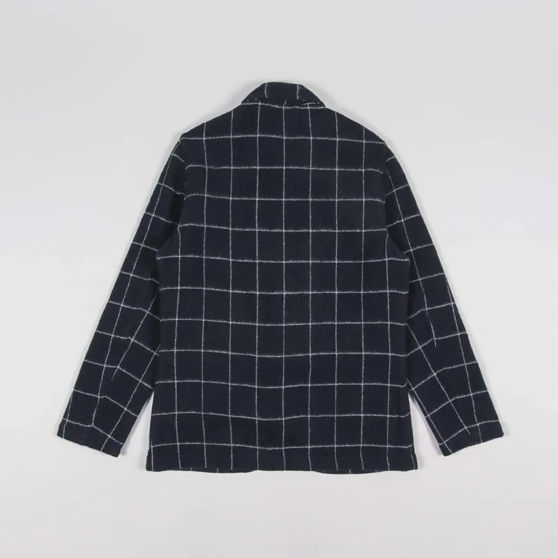 Universal Works Bakers Chore Jacket Navy Wool Windowpane Check-1