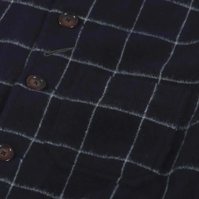 Universal Works Bakers Chore Jacket Navy Wool Windowpane Check-5