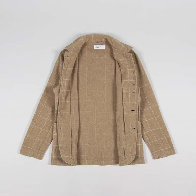 Universal Works Bakers Chore Jacket Sand Wool Windowpane Check-1