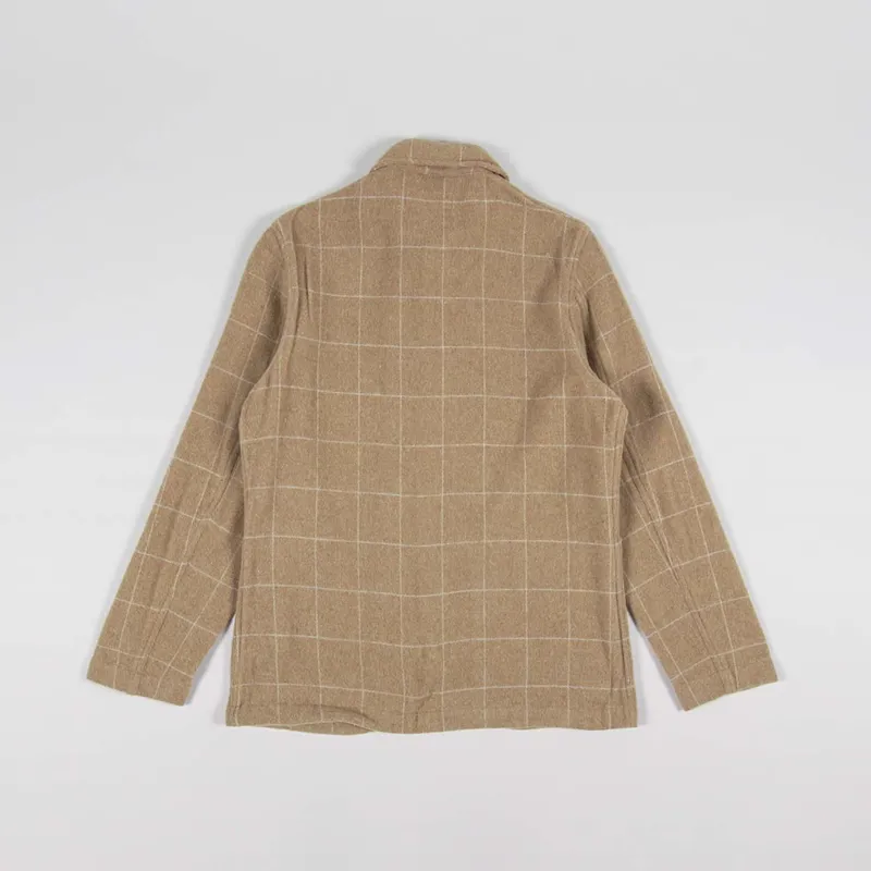 Universal Works Bakers Chore Jacket Sand Wool Windowpane Check-2