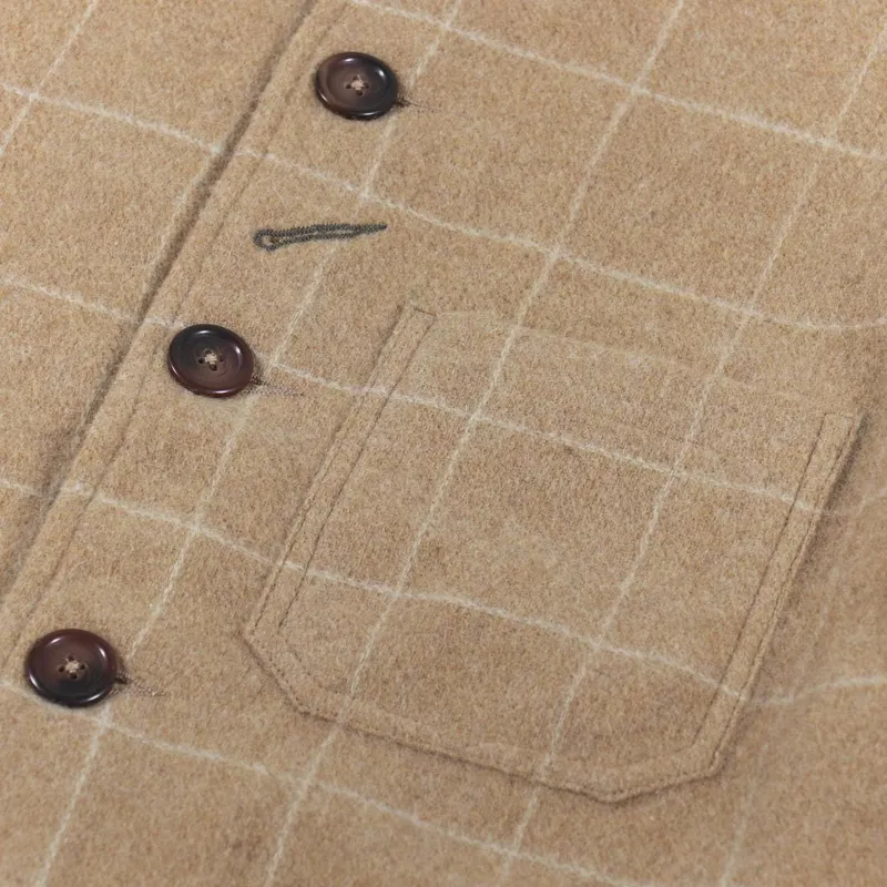 Universal Works Bakers Chore Jacket Sand Wool Windowpane Check-7