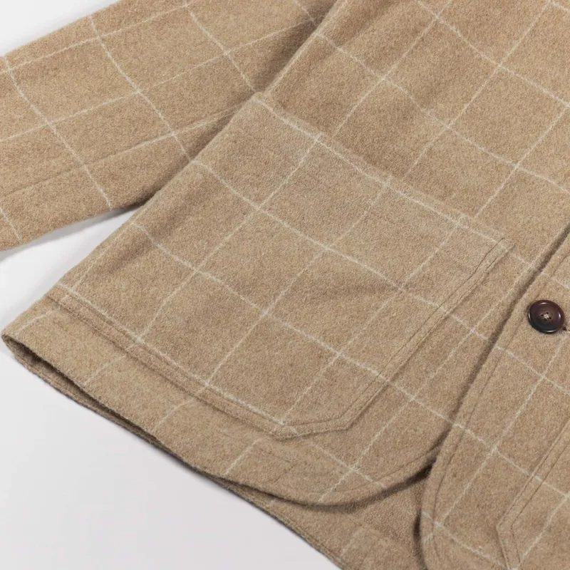 Universal Works Bakers Chore Jacket Sand Wool Windowpane Check-6