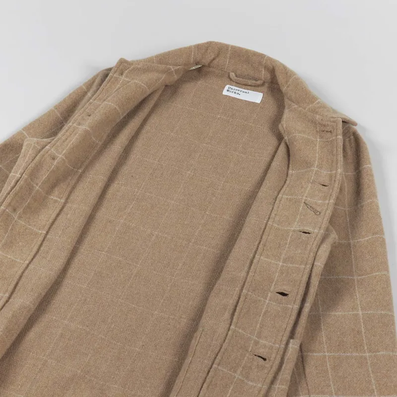 Universal Works Bakers Chore Jacket Sand Wool Windowpane Check-4