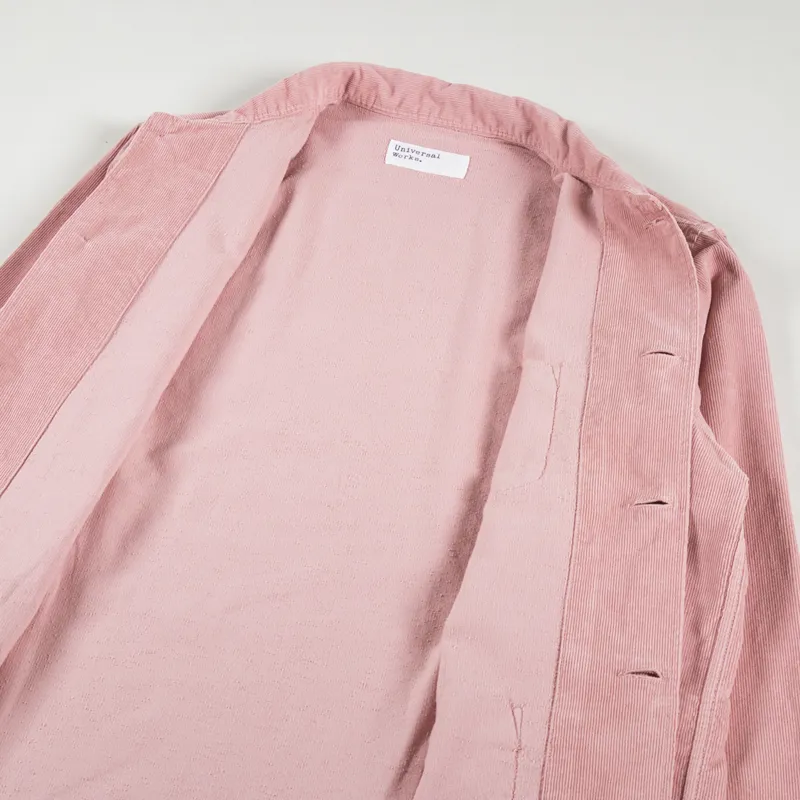 Universal Works Bakers Overshirt Pink Fine Cord-4