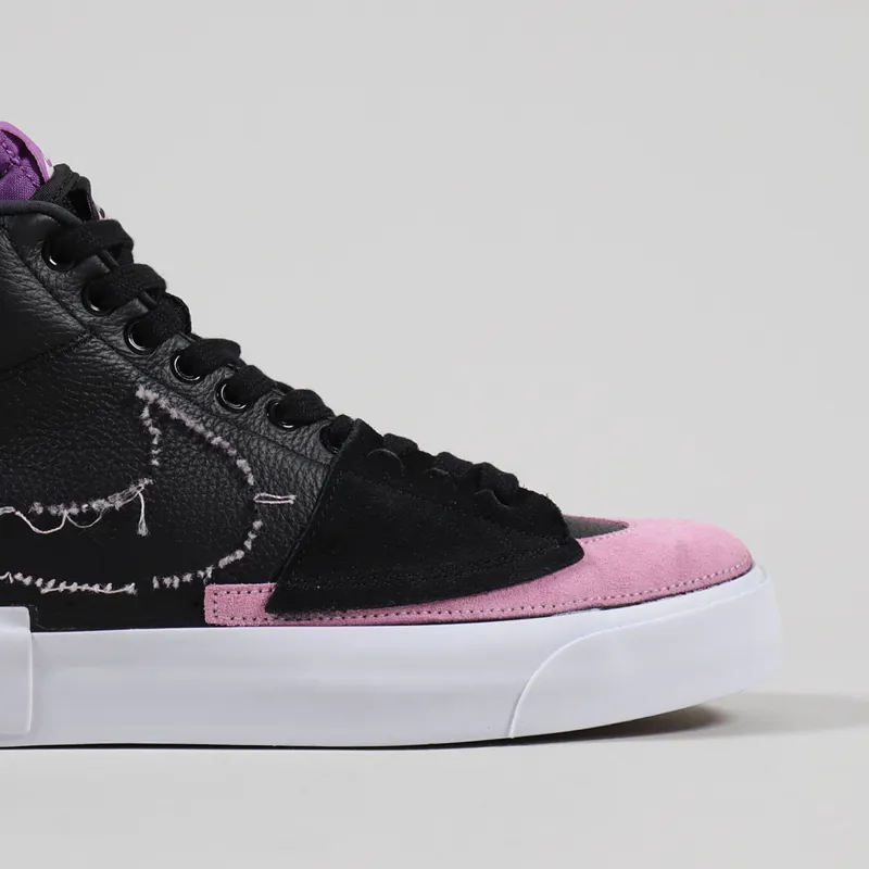 Nike SB Mens Zoom Blazer Mid Edge Shoes Black Pink Rise White