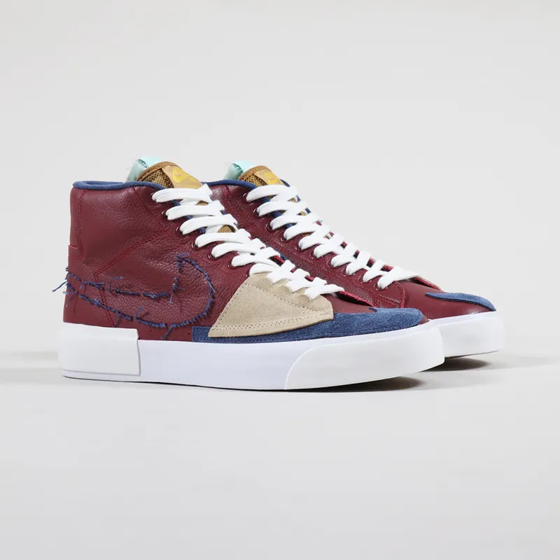 Nike SB Zoom Blazer Mid Edge Leather Shoes Red Navy Light Dew