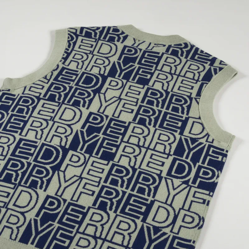 Fred Perry Mens Block Graphic Tank Seagrass Knitted Sweater Vest