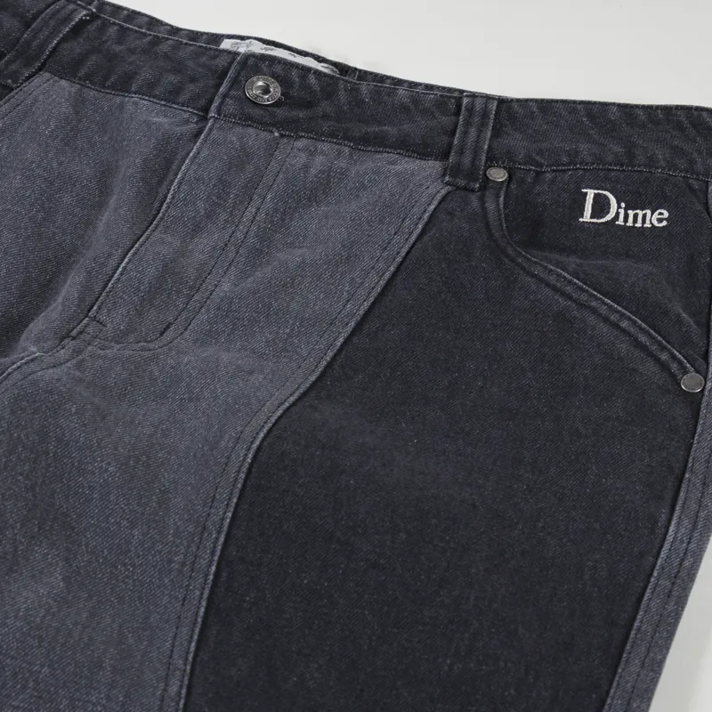 Dime Blocked Relaxed Denim Pants Black Washed-3