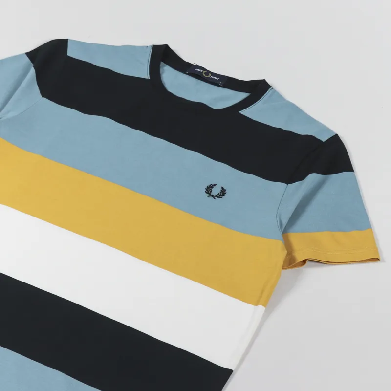 Fred Perry Bold Stripe T Shirt Ash Blue-2