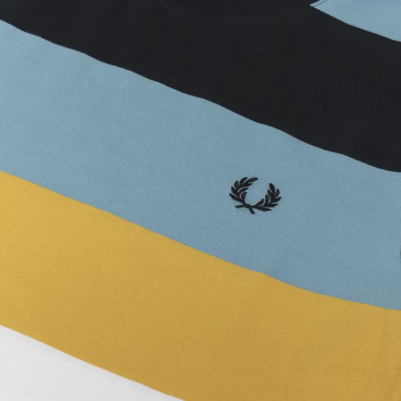Fred Perry Bold Stripe T Shirt Ash Blue-1