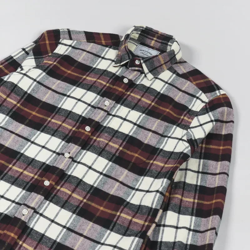 Portuguese Flannel Board Shirt Cream Black-2