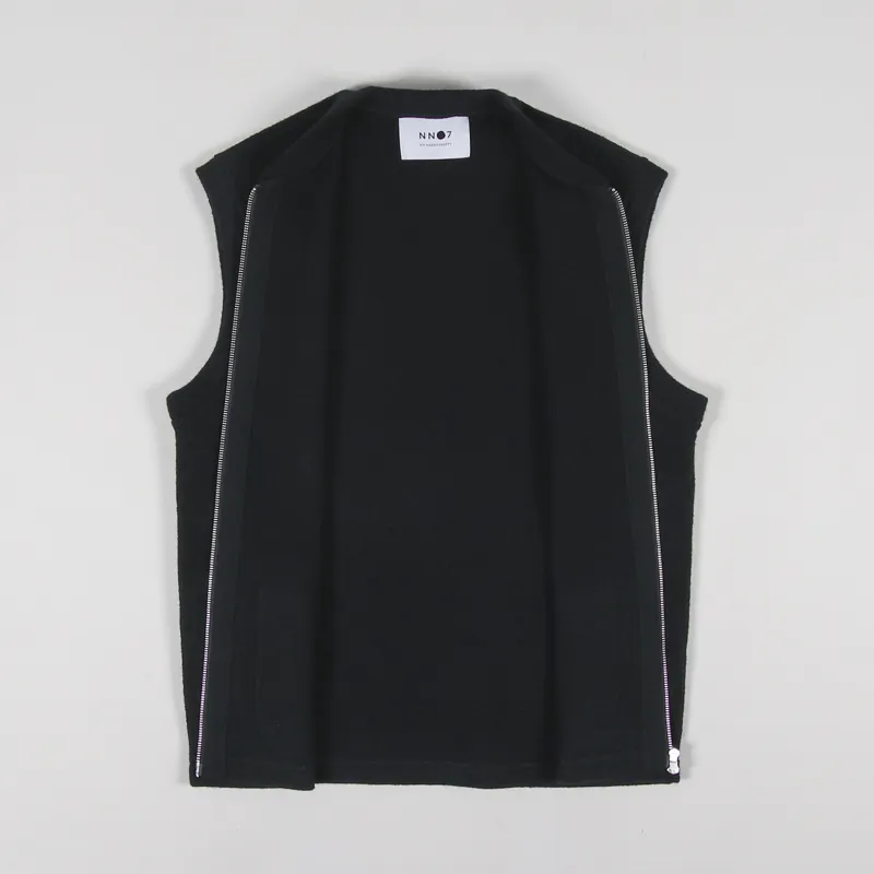 No Nationality 07 Mens Boiled Zip Vest Black Merino Wool Gilet