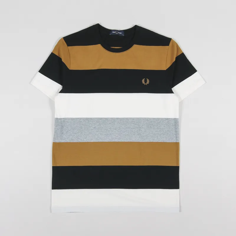Fred Perry Bold Stripe T Shirt Dark Caramel
