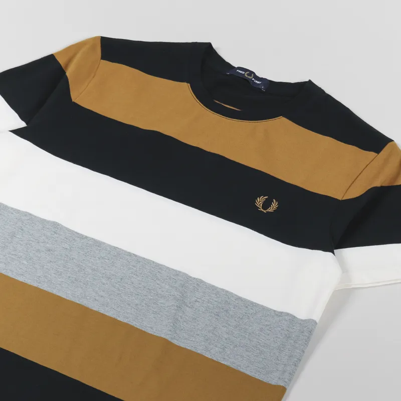 Fred Perry Bold Stripe T Shirt Dark Caramel-2