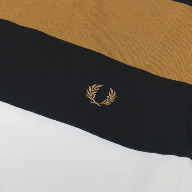 Fred Perry Bold Stripe T Shirt Dark Caramel-1