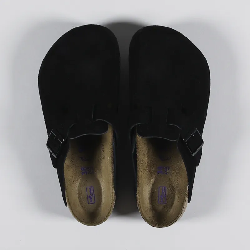 Birkenstock Boston Soft Footbed Regular Fit Sandals Suede Black-1