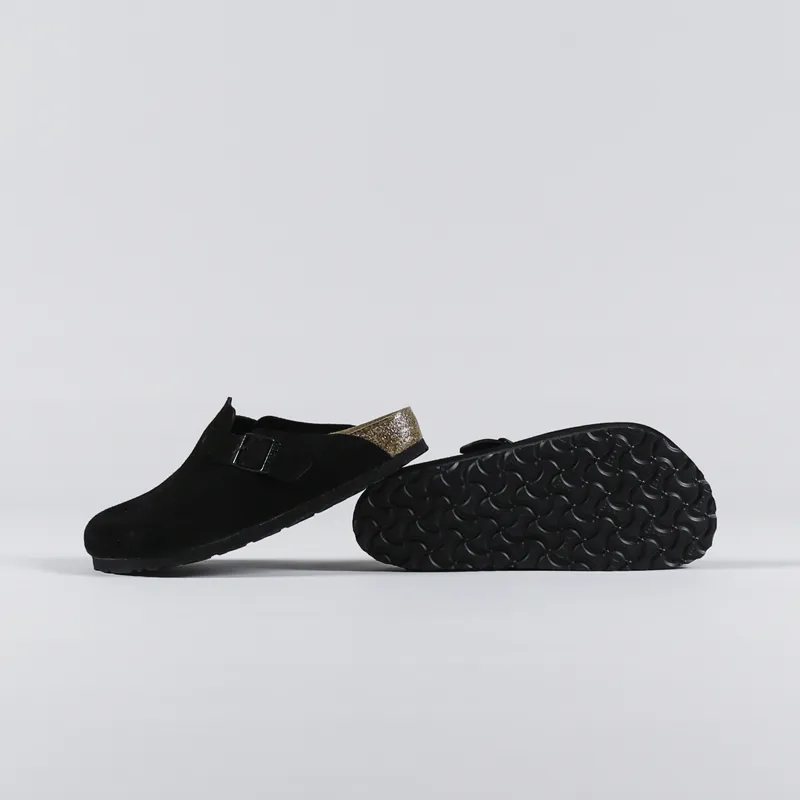Birkenstock Boston Soft Footbed Regular Fit Sandals Suede Black-2