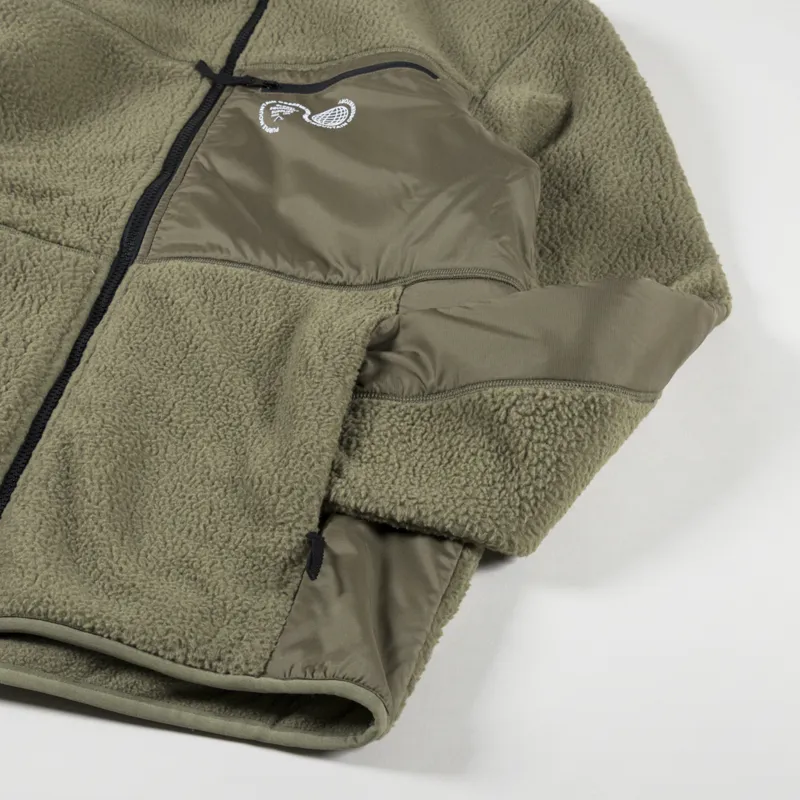 Purple Mountain Observatory Borg Zip Through Fleece Burnt Olive-5