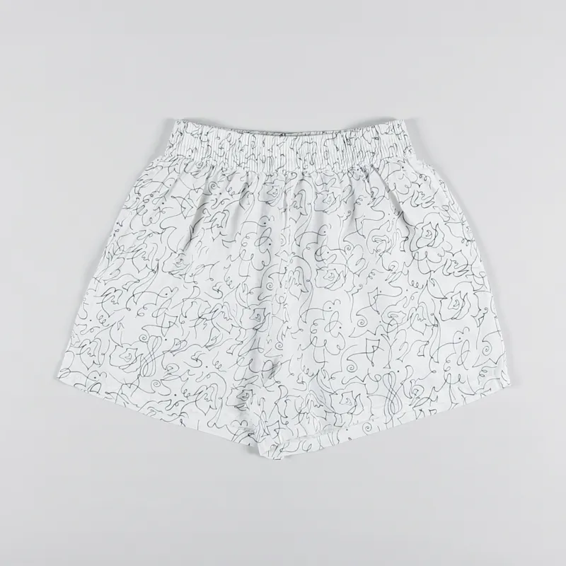 L.F.Markey Womens Basic Linen Shorts Squiggle Print