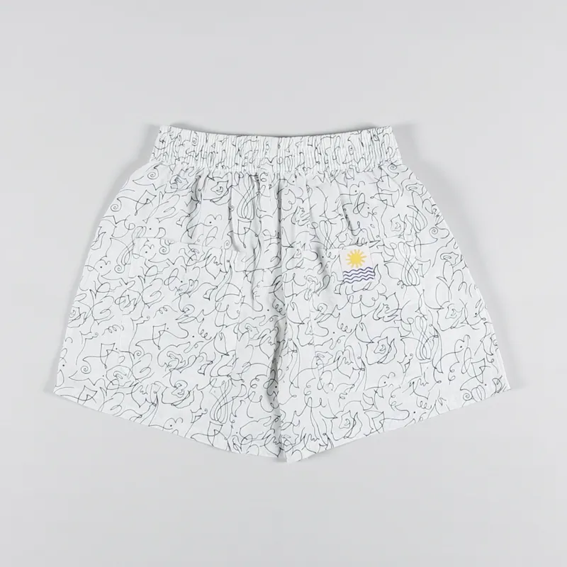 L.F.Markey Womens Basic Linen Shorts Squiggle Print-3