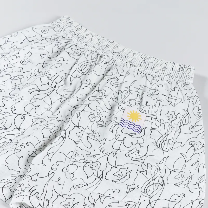 L.F.Markey Womens Basic Linen Shorts Squiggle Print-6