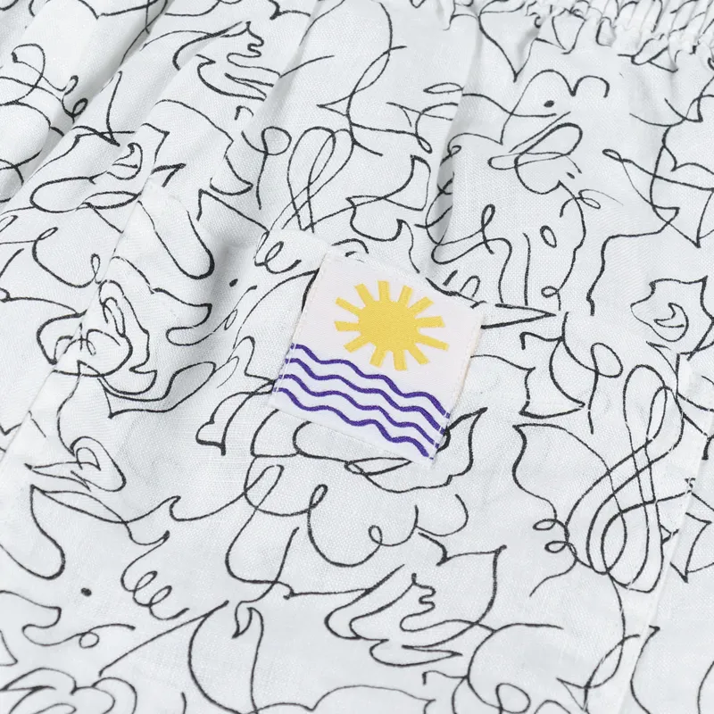 L.F.Markey Womens Basic Linen Shorts Squiggle Print-7