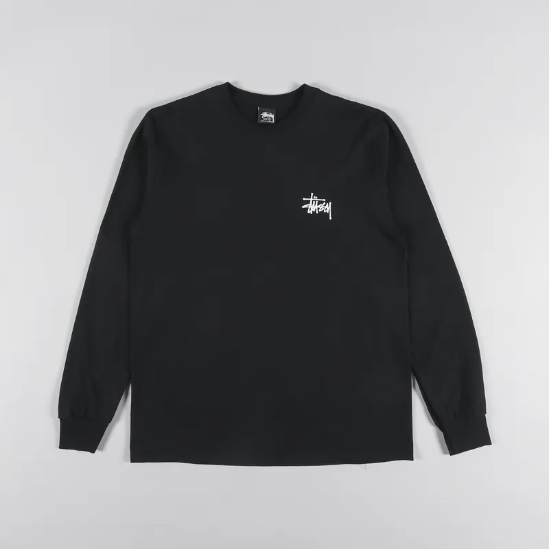 Stussy Basic Long Sleeve T Shirt Black-1