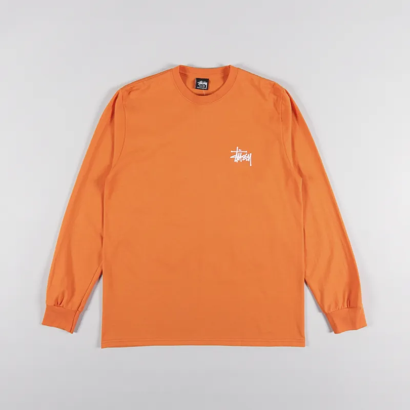 Stussy Basic Long Sleeve T Shirt Coral Orange