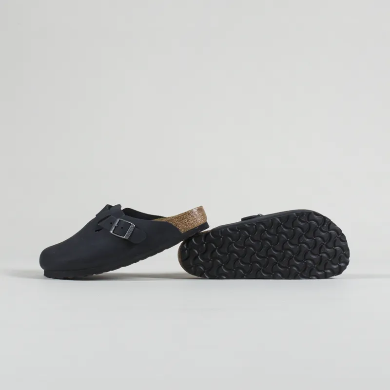 靴 BIRKENSTOCK Boston BS BLACK Birkenstock Mens Boston BS Sandals NU Oiled Leather Black