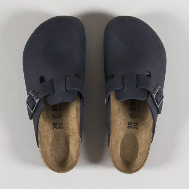 Birkenstock Womens Boston BS Regular Fit Sandals Oiled Leather Black-1