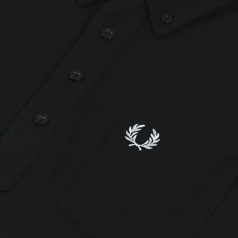 Fred Perry Button Down Collar Polo Shirt Black-1