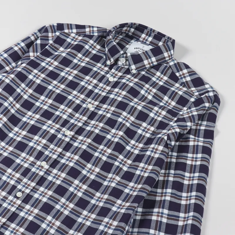 Portuguese Flannel Budo Shirt Check Navy-2